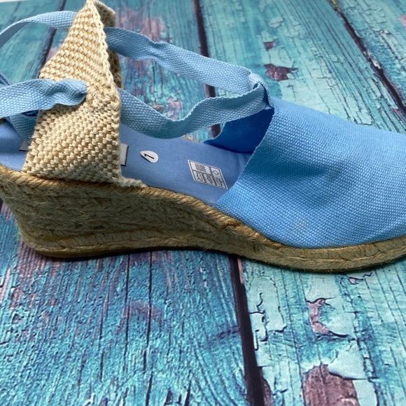 SPARTVS Carina Espadrille Wedge Heels Blue Canvas - Picture 6 of 7